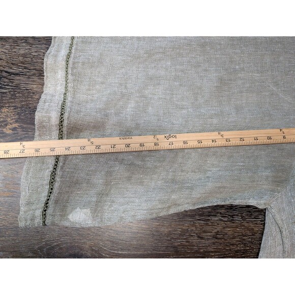 Pure Jill Green Linen Three Quarter Sleeve Top Medium - Picture 8 of 8